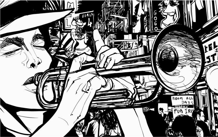 Image du produit Trenddeko Sound of a Street-Musician (480 x 300 cm)
