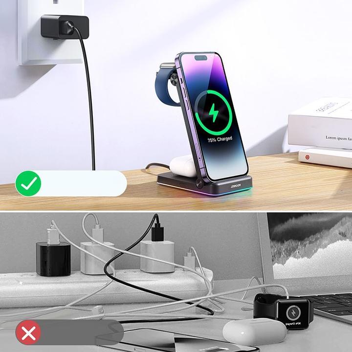 Immagine prodotto Joyroom Stazione di ricarica wireless 3in1 JR-WQN01 (15 W)