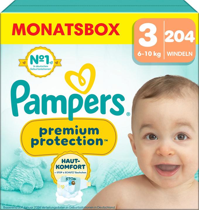 Pampers Premium Protection (Taille 3, Pack mensuel, 204 pièce(s))