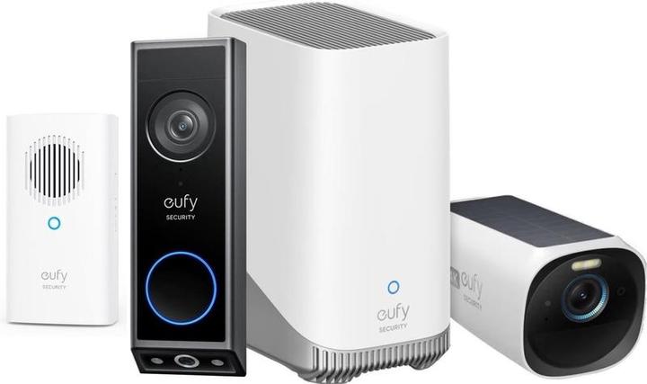 Produktbild eufy Video Doorbell E340 mit Chime + Homebase 3 S380 + Eufycam 3 - verschlagener Bundel
