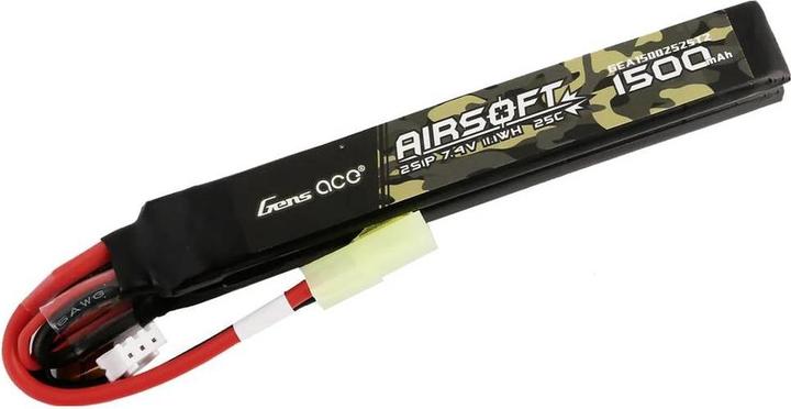 Produktbild Gens Ace 25C 1500mAh 2S1P 7.4V Nunchuck 2X Airsoft Gun Lipo Battery with mini Tamiya Plug (7.40 V, 1500 mAh)