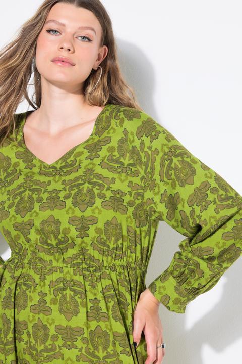 Image du produit Studio Untold Robe midi, coupe évasée. Ruban élastique, motif cachemire (54)