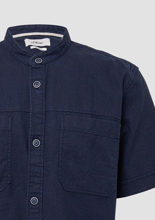 Image du produit S.Oliver Hemd Relaxed Fit: Kurzarmhemd mit Stehkragen aus Leinenmix (M)