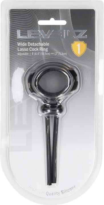 Actual product image Shots Detachable Wide Adjustable Silicone Lasso Cockring - 5mm - Black (5 cm)