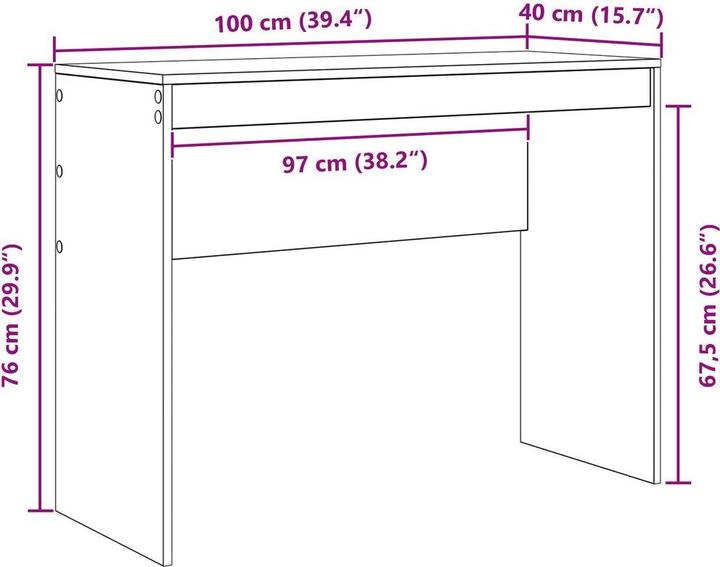 Image du produit VidaXL Bureau Blanc Panneau de particules Moyen Simple Rectangulaire (100 x 40 x 76 cm)