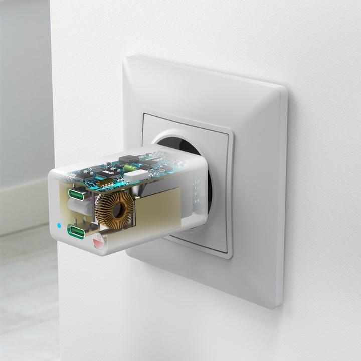 Actual product image Hama Quick Charger, 2x USB-C, PD/Qualcomm®, Mini Charger, 35 W, White (35 W, 2 ports)