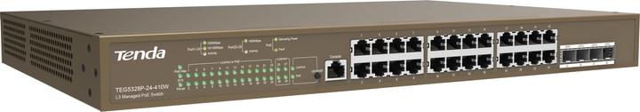 Actual product image Tenda TEG5328P-24-410W Managed L3 Gigabit Ethernet (10/100/1000) Power over Ethernet (PoE) 1U Grey (24 ports)