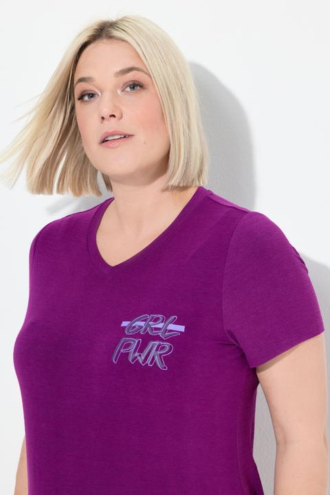 Immagine prodotto Ulla Popken Maglia funzionale con aperture, materiale riciclato, scollo a V e mezze maniche (58)
