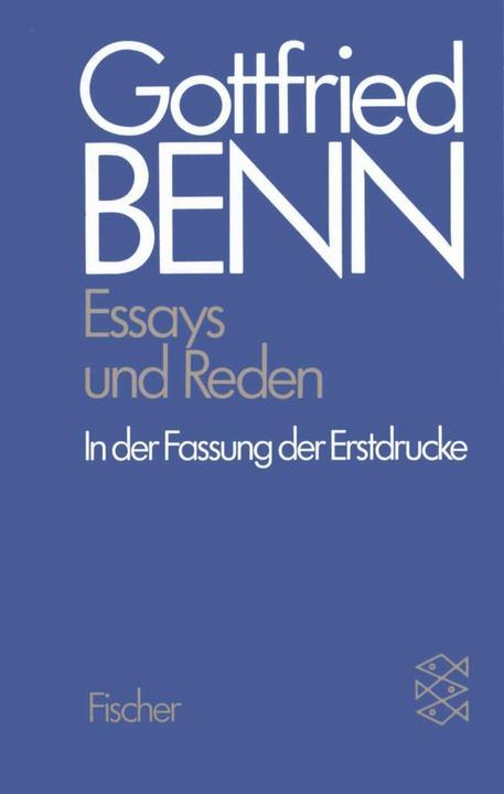 Produktbild Essays und Reden (Deutsch, Gottfried Benn, 1989)