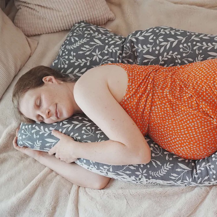 Actual product image Flora Cool Grey nursing and sleeping pillow