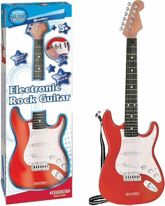 Actual product image Bontempi Electric Guitar Red with Guitar Strap
