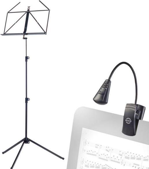 Produktbild K&M 100-1 Notenständer Schwarz mit LED-Leuchte