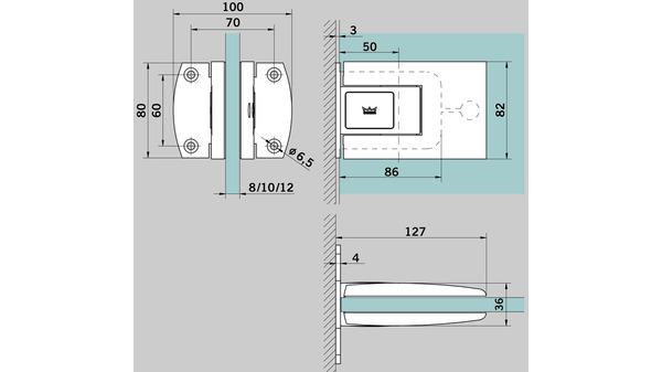Image du produit Dormakaba Charnières DORMA TENSOR maçonnerie/châss