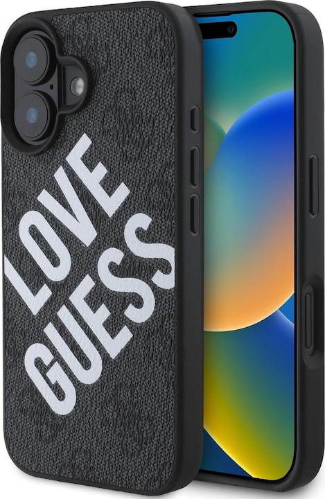 Produktbild Guess PU Leather 4G Big Love Logo MagSafe Case for iPhone 16 Black (Apple iPhone 16)
