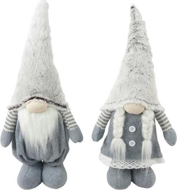Produktbild GuGus Deko Wichtel Santa Mädchen stehend L:7cm x B:20cm x H:54cm Farbe: Weiss / Grau