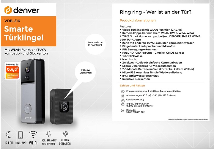 Image du produit Denver VDB-216 (Sans fil)
