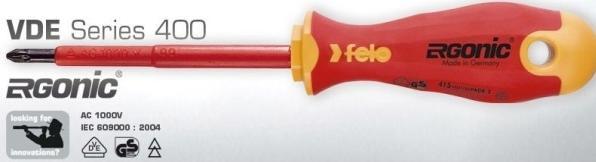 Productafbeelding Felo Kruiskopschroevendraaier PZ3 Ergonic 400 VDE geïsoleerd 1000V 150 x 8mm (41530490) (Kruisvormig PZ)