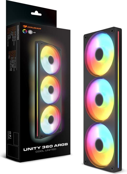 Immagine prodotto Cougar Reversed-Lüfter Unity360-FB,360 ARGB PWM, schwarz (120 mm, 3x)