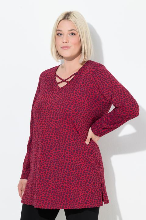 Actual product image Ulla Popken Colorful Giraffe Print Empire A-Line Knit Tunic (42, 44)