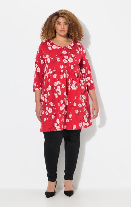 Produktbild Ulla Popken Longshirt, Blumen, A-Linie, Rundhals, 3/4-Arm (50, 52)