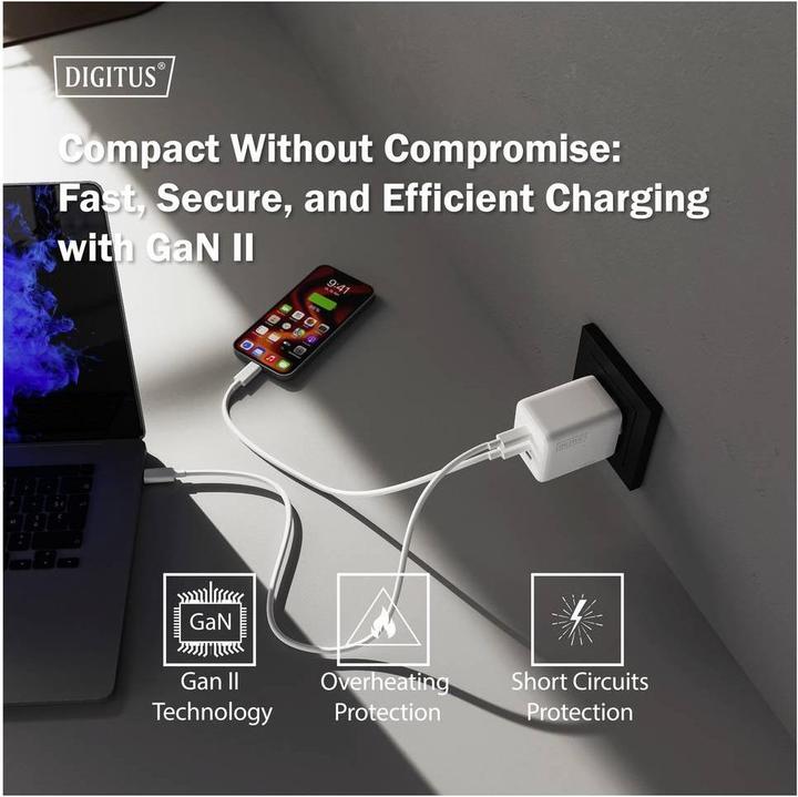 Productafbeelding Digitus USB GaN Charger 100W, 2x USB-C, 1x USB-A (100 W, 3 ports)