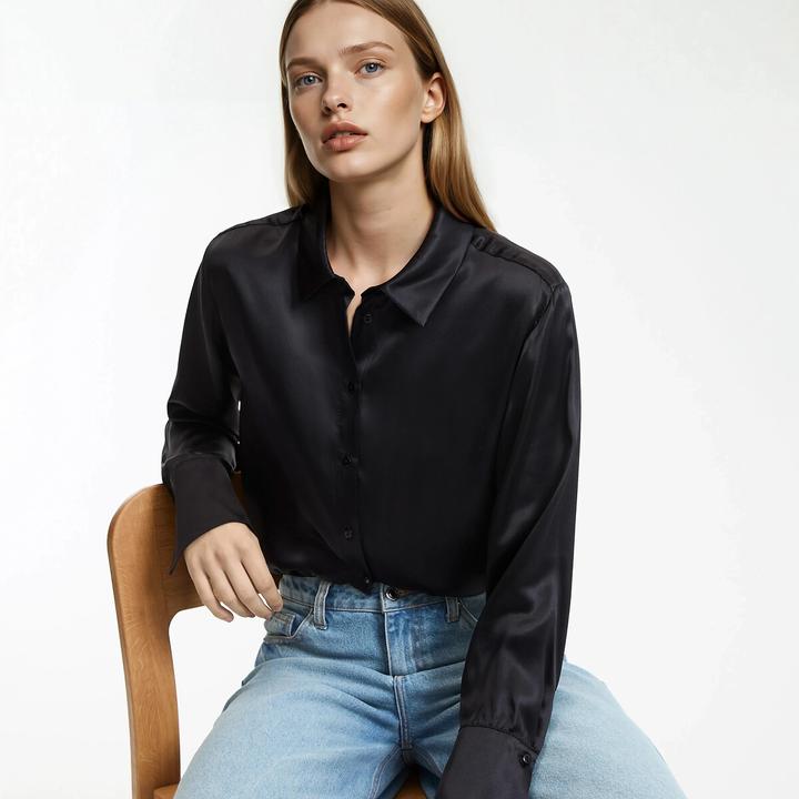 Produktbild La Redoute Collections Seidenbluse mit langen Ärmeln (L)
