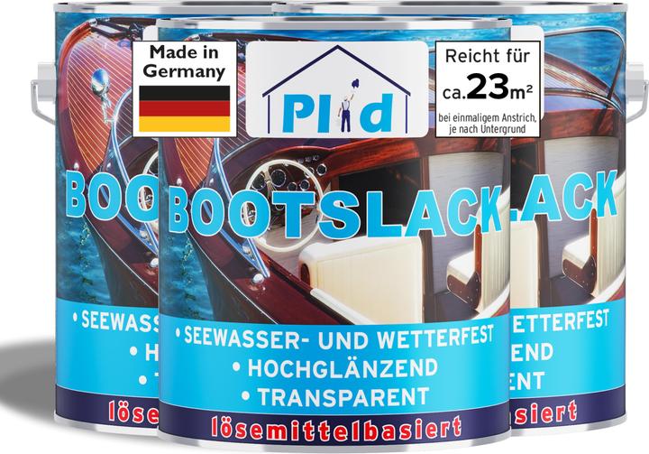 Produktbild Plid Bootslack 2,25L Farblos für ca. 23m² / Klarlack Holzlack Schiffslack Holzschutz (Farblos, 2.25 l)