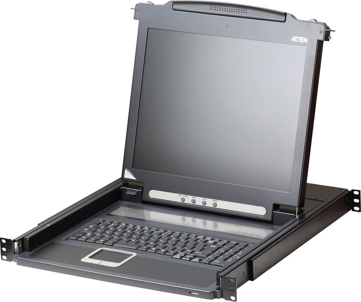 Produktbild Aten CL1000M SL Single Rail 17"-LCD-Konsole, 19" 1HE, SL-Layout (PS/2-USB, VGA)