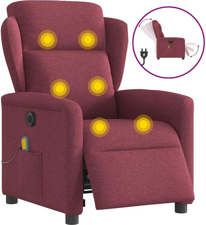 Produktbild VidaXL Massagesessel Elektrisch Weinrot Stoff