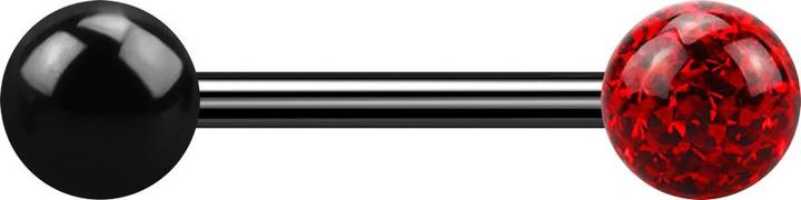 Actual product image Star Piercing Barbell schwarz mit Kugel und Kristallkugel rot Epoxy Schutzschicht (without brass, Titanium)