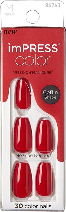 KISS Self-adhesive nails imPRESS Color MC Reddy or Not 30 pcs (L) (Kunstnägel)