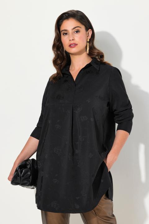 Image du produit Ulla Popken Tunique longue en satin texturé. Manches longues et décolleté en V (54)