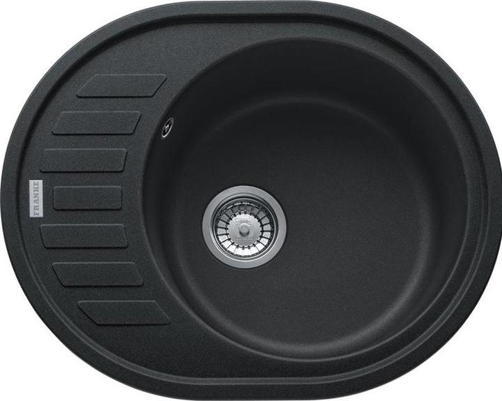 Franke Stone washbasin Ronda, ROG 611-62, plug valve, Onyx (500 mm, 620 mm)