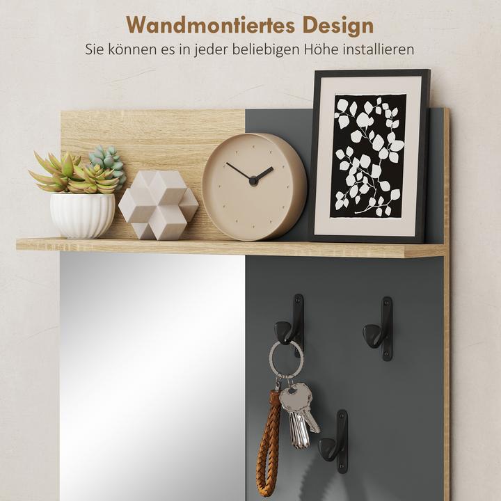 Produktbild Homcom Garderobe Set MDF, Spiegel Naturholz