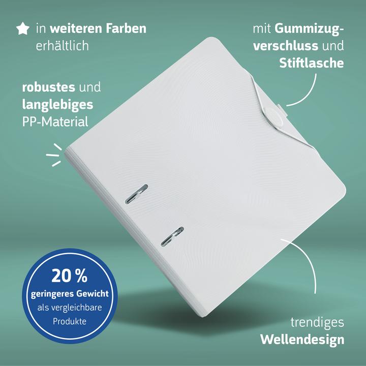 Produktbild Brunnen WAVE Ordner weiss Kunststoff 7,0 cm DIN A4 (A4, 70 mm, 1 Stk.)