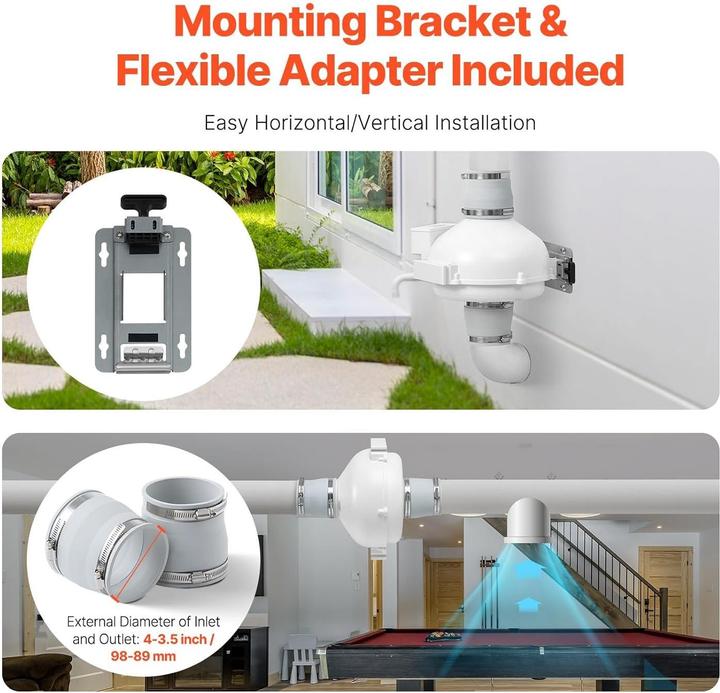 Actual product image Vevor Radon Fan Installation Kit