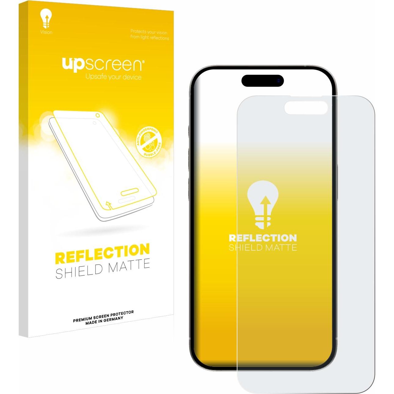 upscreen Reflection Shield Displayschutz Matt (1 Stück, Apple iPhone 15 Pro), Smartphone Schutzfolie, Grau