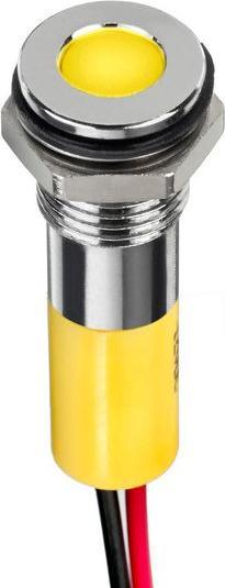 Actual product image RS PRO LED Panel Indicator Lamp Yellow 12V dc, Mounting Ø 8mm, Conductor