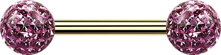 Actual product image Star Piercing Barbell gold-plated with two crystal spheres light violet Epoxy protective layer (without brass, Titanium)