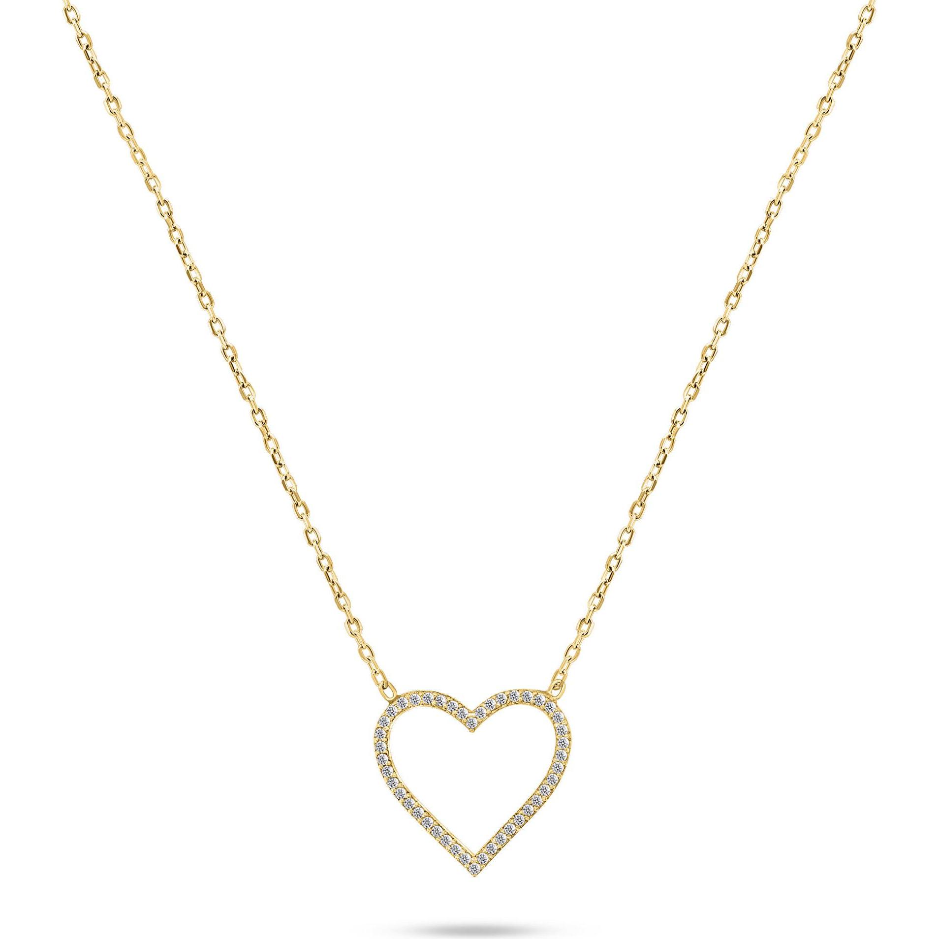 Brilio, Collana, Argento - Collana dorata Cuore con zirconi NCL35Y