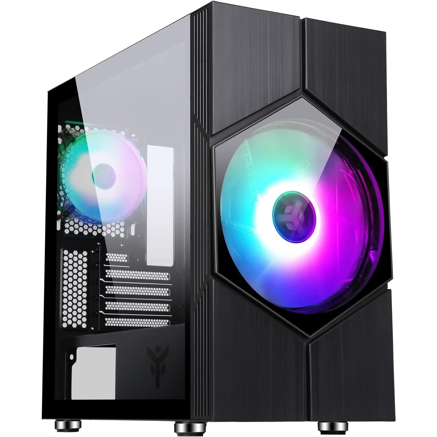 Itek Boitier Mini Tour Micro ATX Vortex RGB avec panneau vitré (Noir) (ITX, mATX), Case PC, Nero