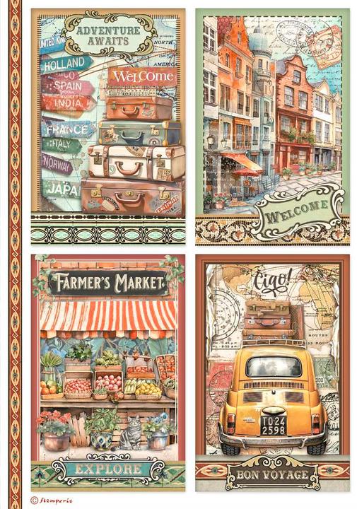 Immagine prodotto Stamperia Filo di paglia con motivo "Art of Travelling", DIN A4 (28 g/m²)