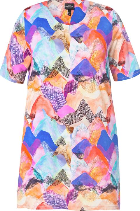 Actual product image Ulla Popken Abstract Print Short Sleeve Slinky Tunic (54)