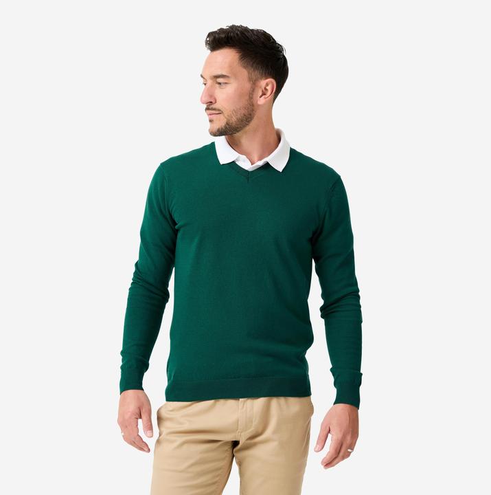 Actual product image Inesis Herren Golfpullover aus Baumwolle mit V-Ausschnitt - CW100 grün (L)