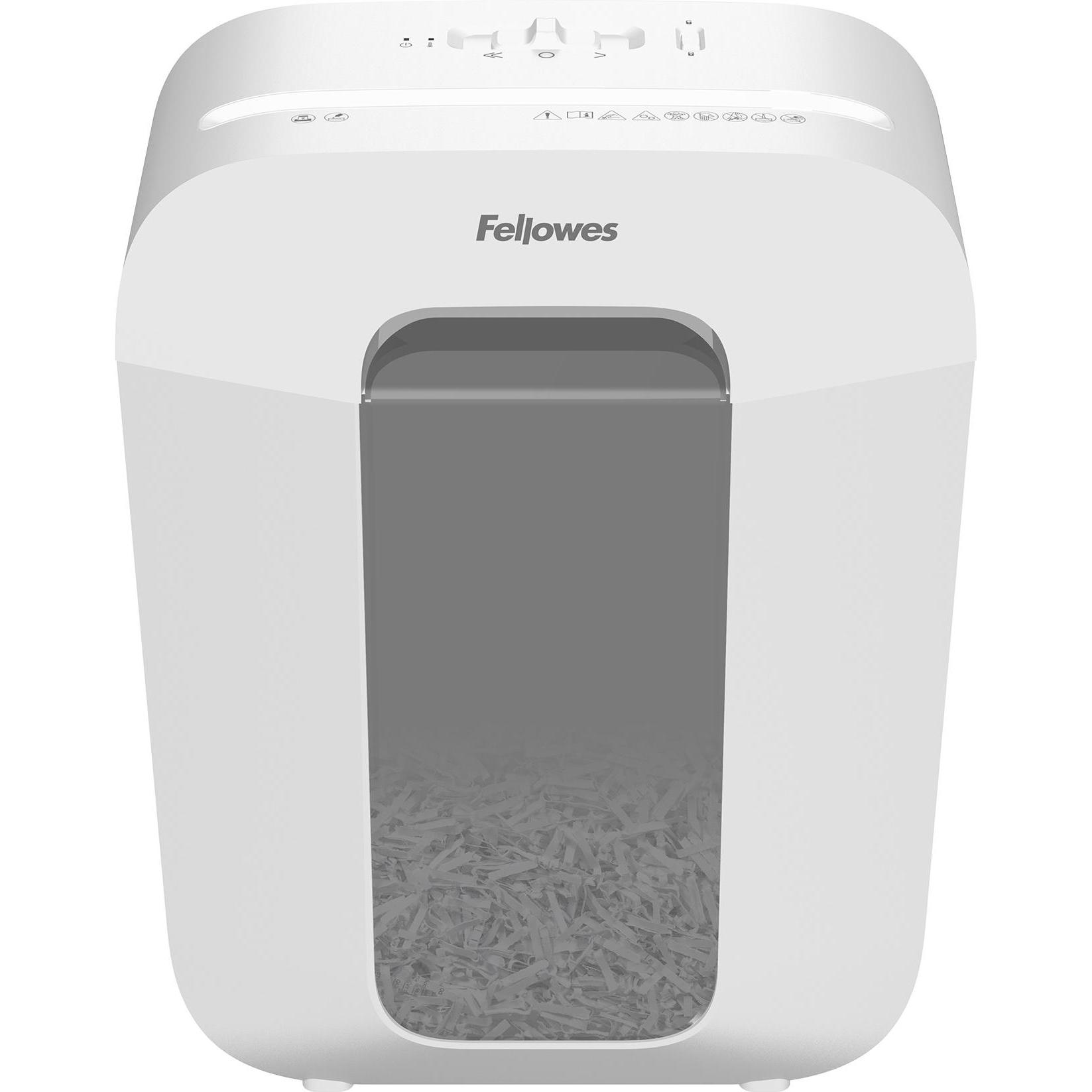Fellowes, Distruggidocumenti, Distruggidocumenti Powershred LX50 con taglio a particelle P-4, 4 x 37 mm, fino a 9 fogli, bianco (Taglio delle particel