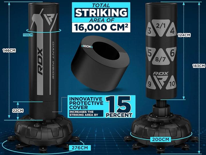 Image du produit Rdx Sac de frappe autoportant cible vert + gants (180 cm)