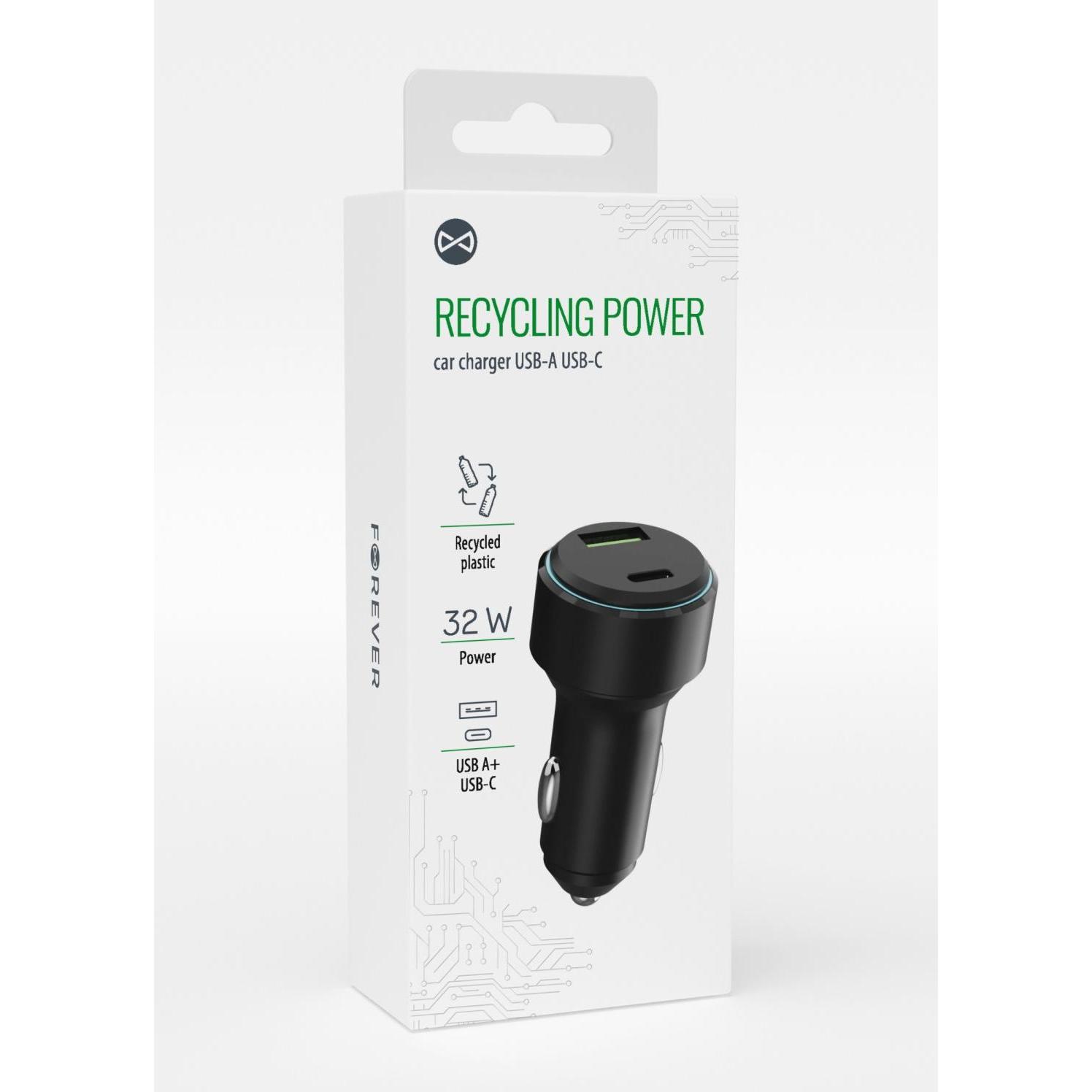 Thumbnail - Forever Core Forever recycling car charger with USB-C USB-A 32W LS-AC-32, Auto Adapter