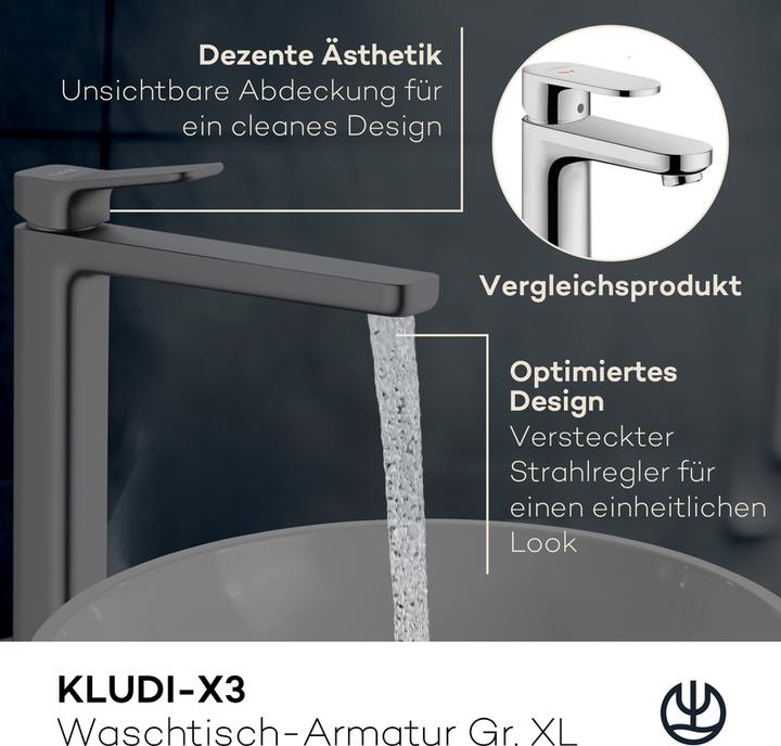 Immagine prodotto Kludi Miscelatore per lavabo X3, misura XL, senza scarico a scomparsa