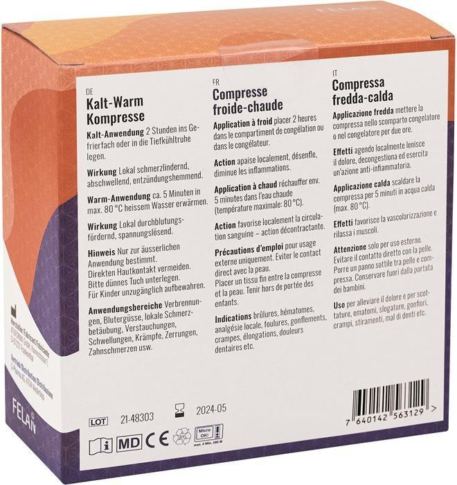 Nährwerte und Zutaten Felan Cold & Hot Pack (1 x, 771.58 ml, 392 g)