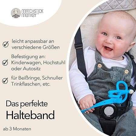 Produktbild Matchstick Monkey Multi Produkt Halteband zur Befestigung an Kinderwagen, Autositz oder Hochstuhl